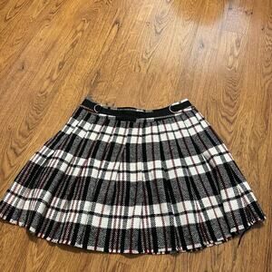 Current Mood White plaid pleated school girl unlined skirt size large goth